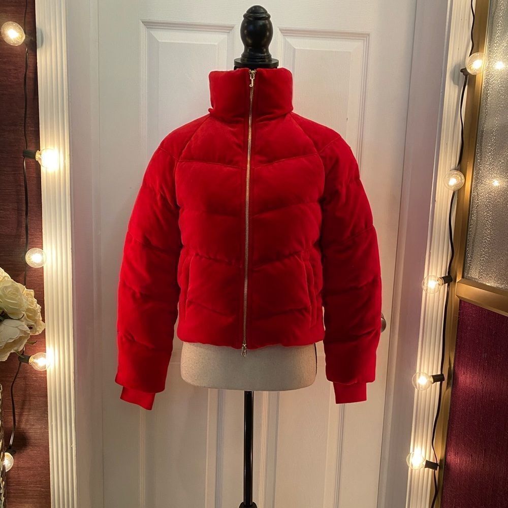 Juicy Couture Black Label Solid Red Velour Quilte… - image 1